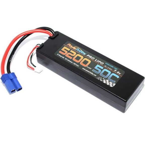 Power Hobby PHB2S520050CEC5HCS 5200 mAh 7.4V 2S 50C Lipo Battery with Hardwired EC5