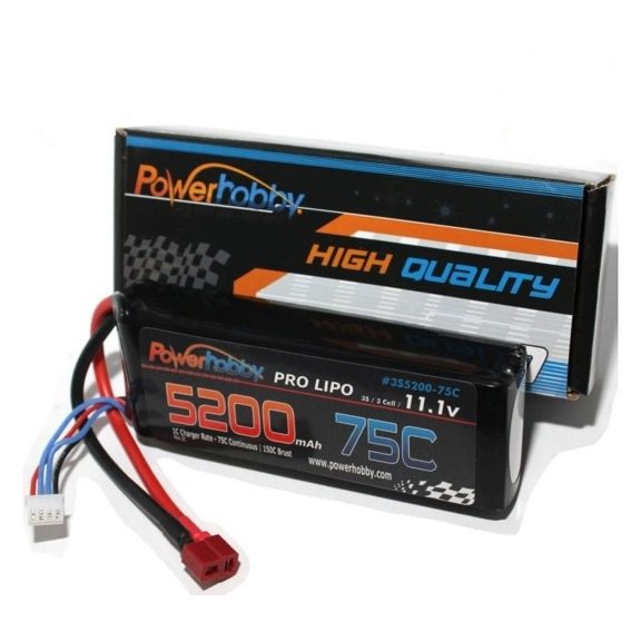 Power Hobby 3S 11.1V 5200MAH 75C Lipo Battery w Deans Connector 3S520075CDNS