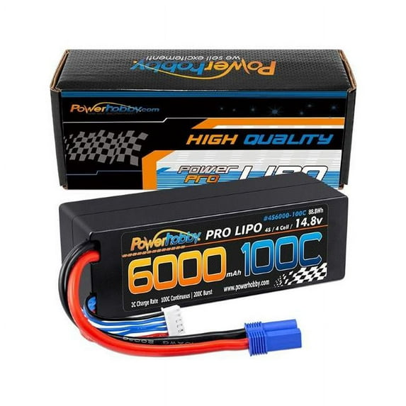 Power Hobby PHB4S6000100CEC5 14.8V 6000mAh 4S 100C LiPo Battery with EC5 Hard Case