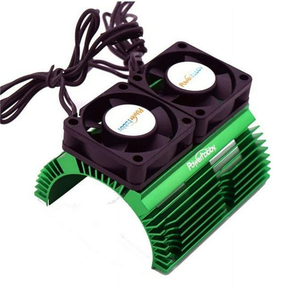 Power Hobby PHBPH1289GREEN Heat Sink with Twin Turbo High Speed Cooling Fans, Green