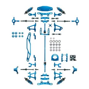 Power Hobby PHBPHTT0201BL Tamiya TT-02 Aluminum Upgrade Kit for TT02, Blue