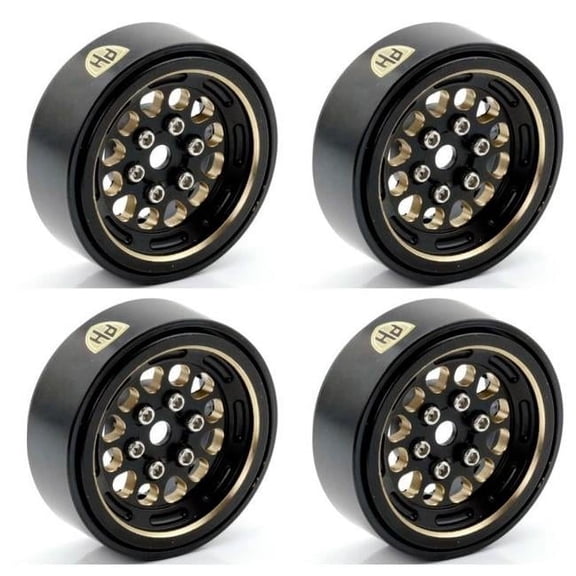 Power Hobby PHBSCX2491 1.0 in. Black Brass Beadlock Crawler Wheels for 1-24