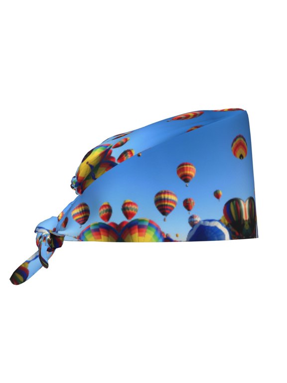 Power Hot Air Balloon Working Cap With Sweatband Adjustable Unisex Women Tie Back Hat