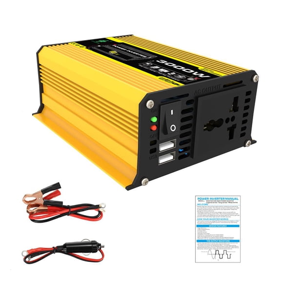 Power Inverter 12V to 220V/110V 3000W Onboard Solar Power InverterE O7S2