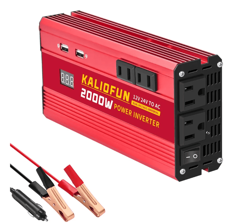 Power Inverter 2000W  DC 12V/24V to AC 110V Converter with Dual USB & Display - Car/Truck/RV Inverter