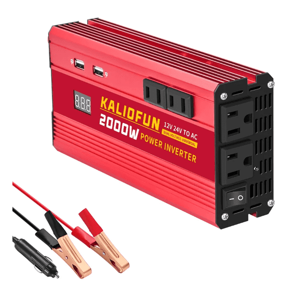 Power Inverter 2000W  DC 12V/24V to AC 110V Converter with Dual USB & Display - Car/Truck/RV Inverter