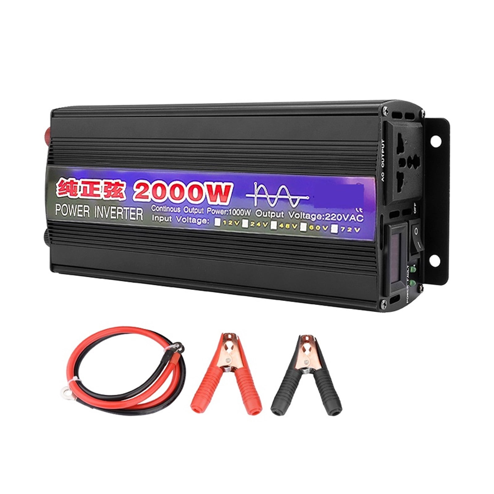 2000W Pure Sine Wave Inverter DC 12V 24V To AC 50Hz 60Hz Continuous Power 1000W Solar Energy Converters Voltage Transformer ,High Conversion Efficiency