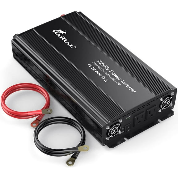 Power Inverter 3000W Modified Sine Wave Inverter 3000 Watt 12 Volt DC to 110 Volt AC Converter with Three Intelligent Temperature Control Fans