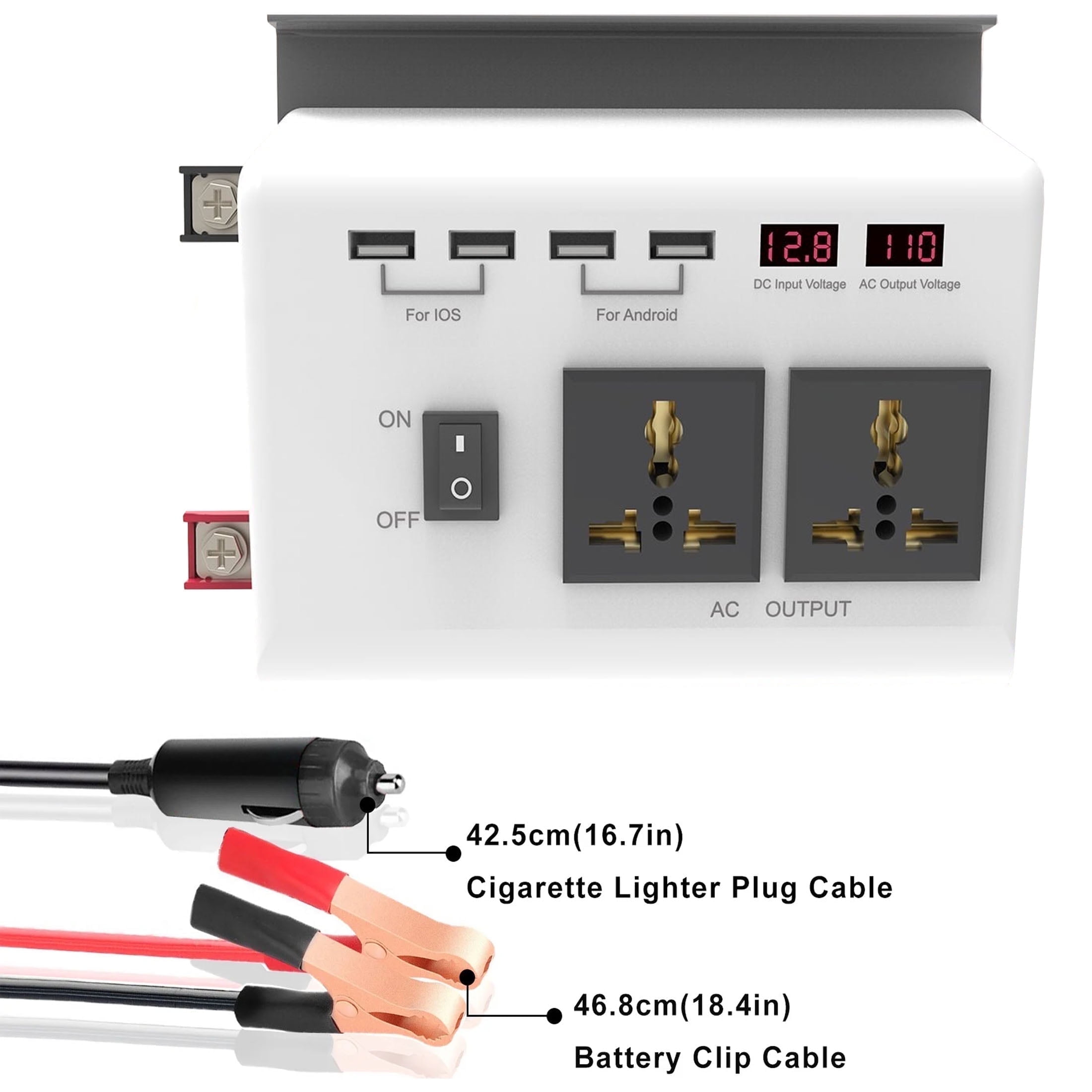 MOTMAX 300W Power Inverter DC 12V to 110V AC Car Inverter with 2.1A USB Car Adapters