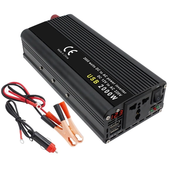 Power Inverter DC 12V To AC 220V 1500W/2000W/2600W Converter USB Universal LED Display Auto Inversor Transformer Solar ,Powerful Output