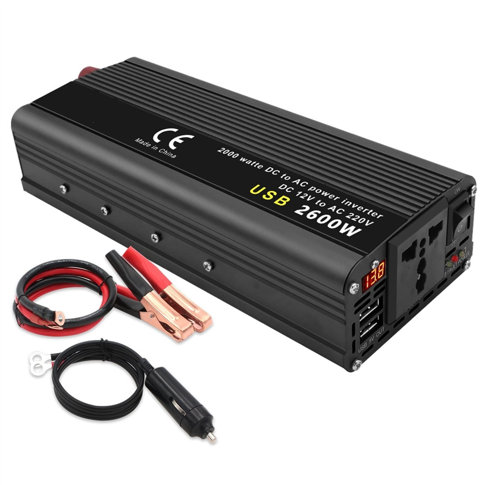 Power Inverter DC 12V To AC 220V 1500W/2000W/2600W Converter USB Universal LED Display Auto Inversor Transformer Solar