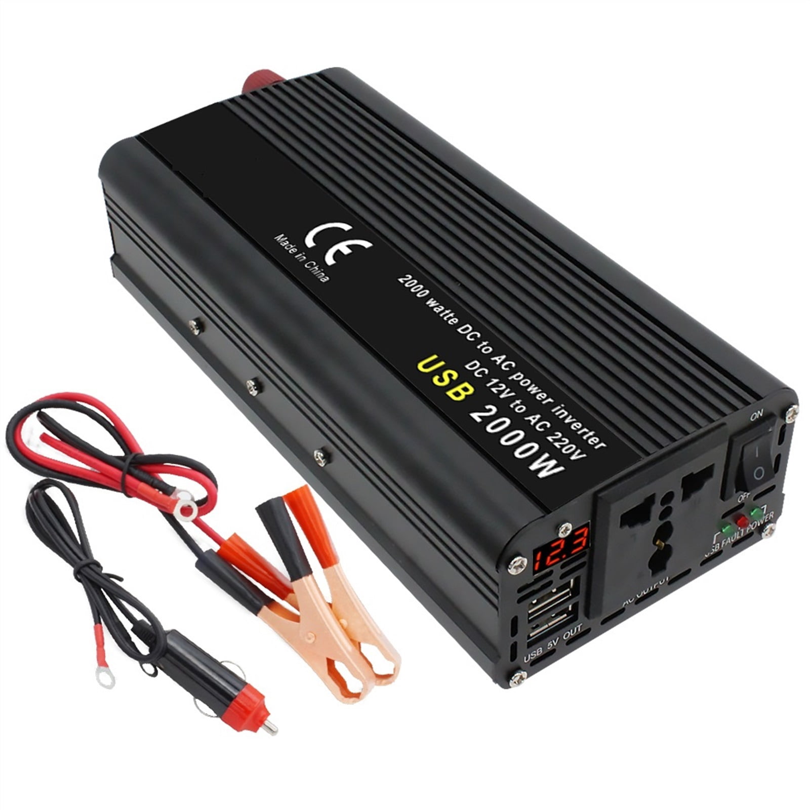 Power Inverter DC 12V To AC 220V 1500W/2000W/2600W Converter USB Universal LED Display Auto Inversor Transformer Solar