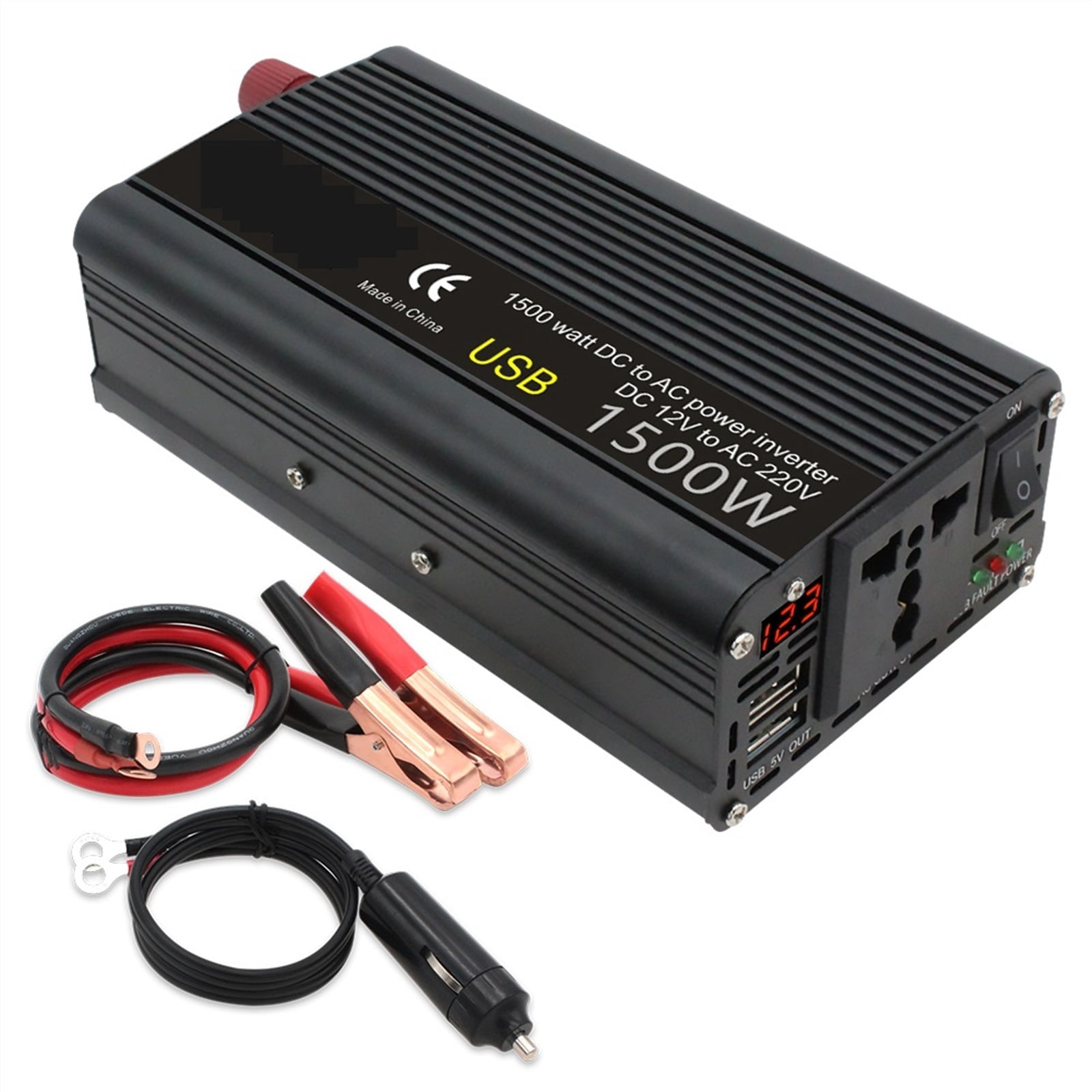 Power Inverter DC 12V To AC 220V 1500W/2000W/2600W Converter USB Universal LED Display Auto Inversor Transformer Solar