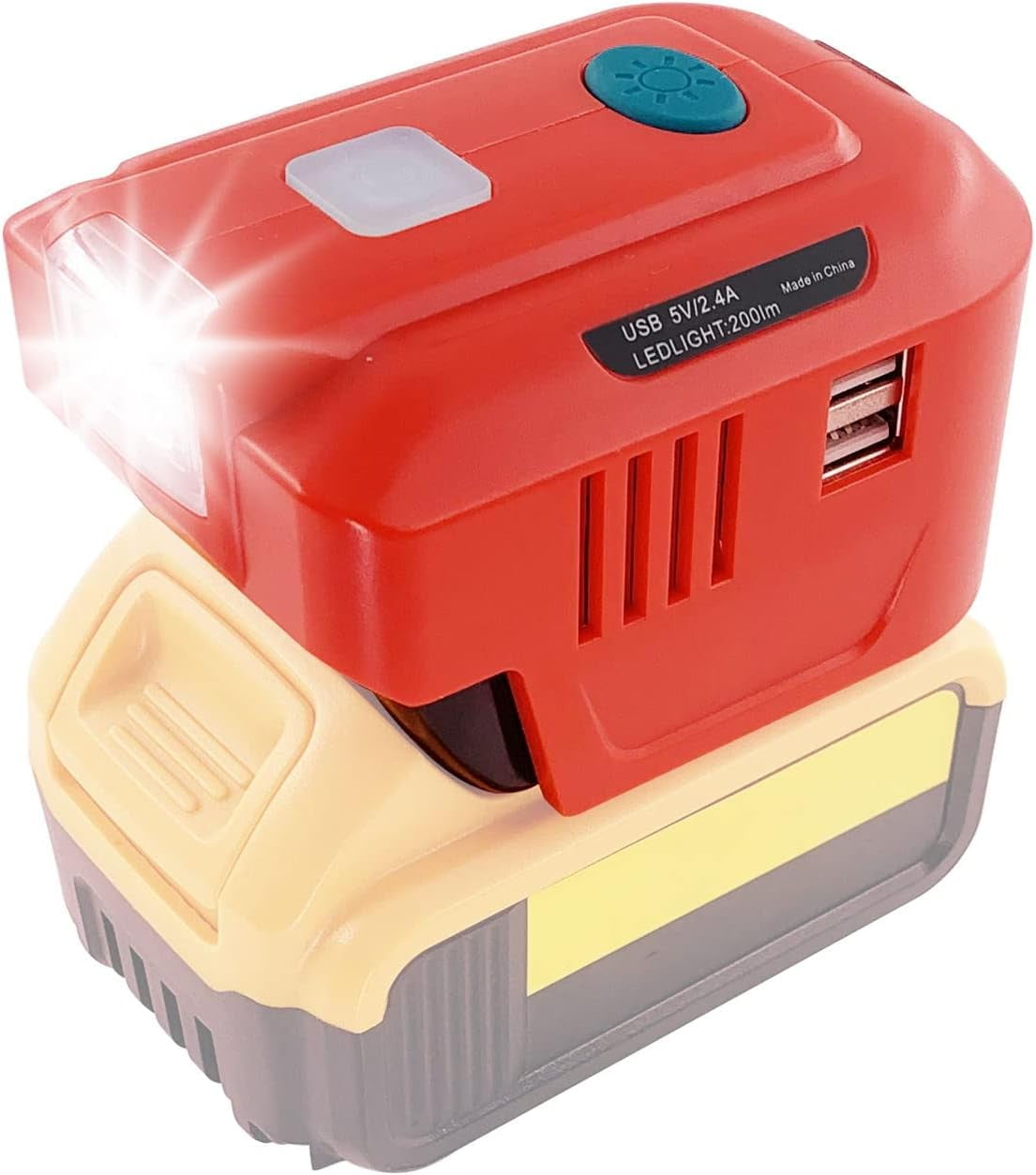 Power Inverter for DeWALT 20V Battery, 150Watt Powered Inverter Generator, with 1 AC Outlet 2 USB Ports LED Light Outdoor Generator for Road Trip, Home Emergency, Laptops, USB Charger Adapter