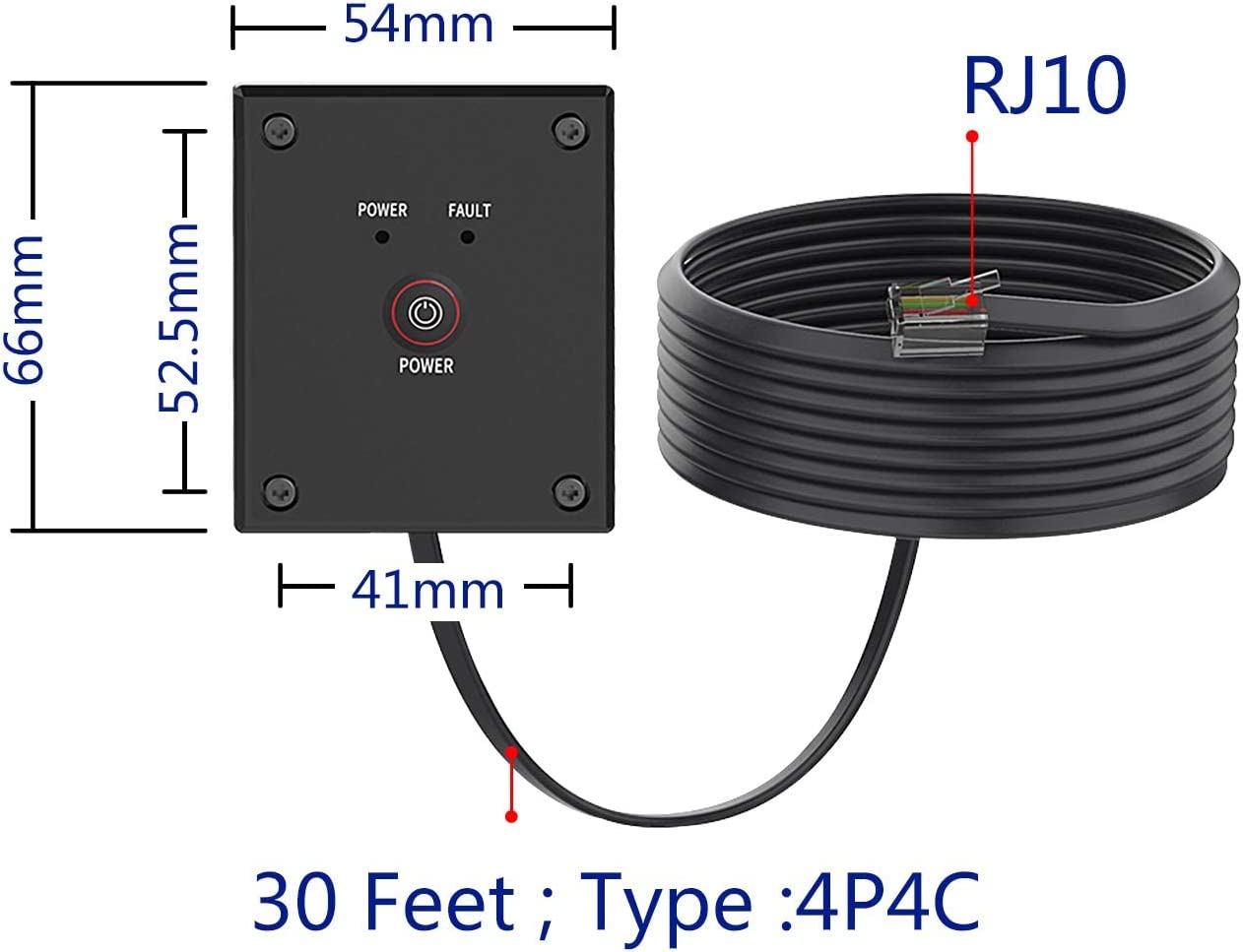Power Inverter Remote On/Off Switch with 30 Ft Cable Push Button