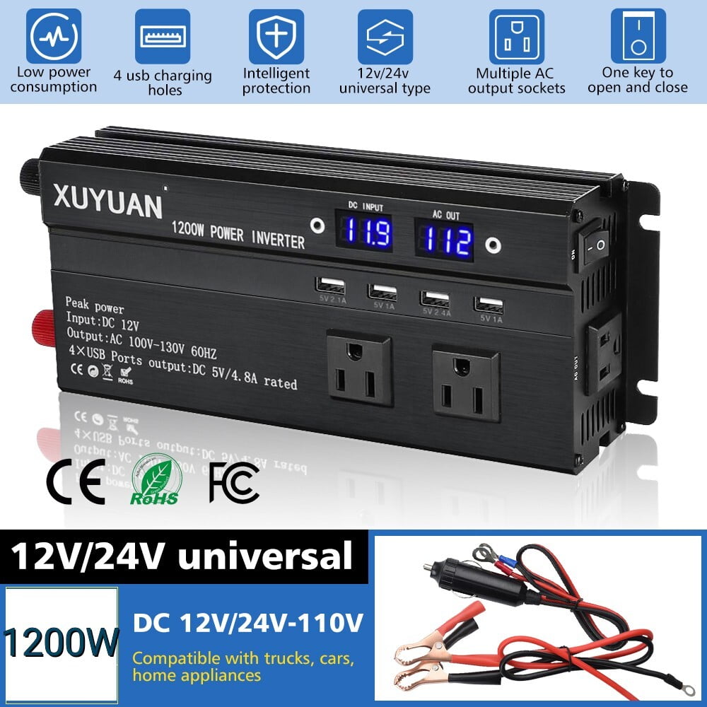 Power Inverters, DFITO 1200W Car Power Inverter Dc 12V/24V to 110V Ac