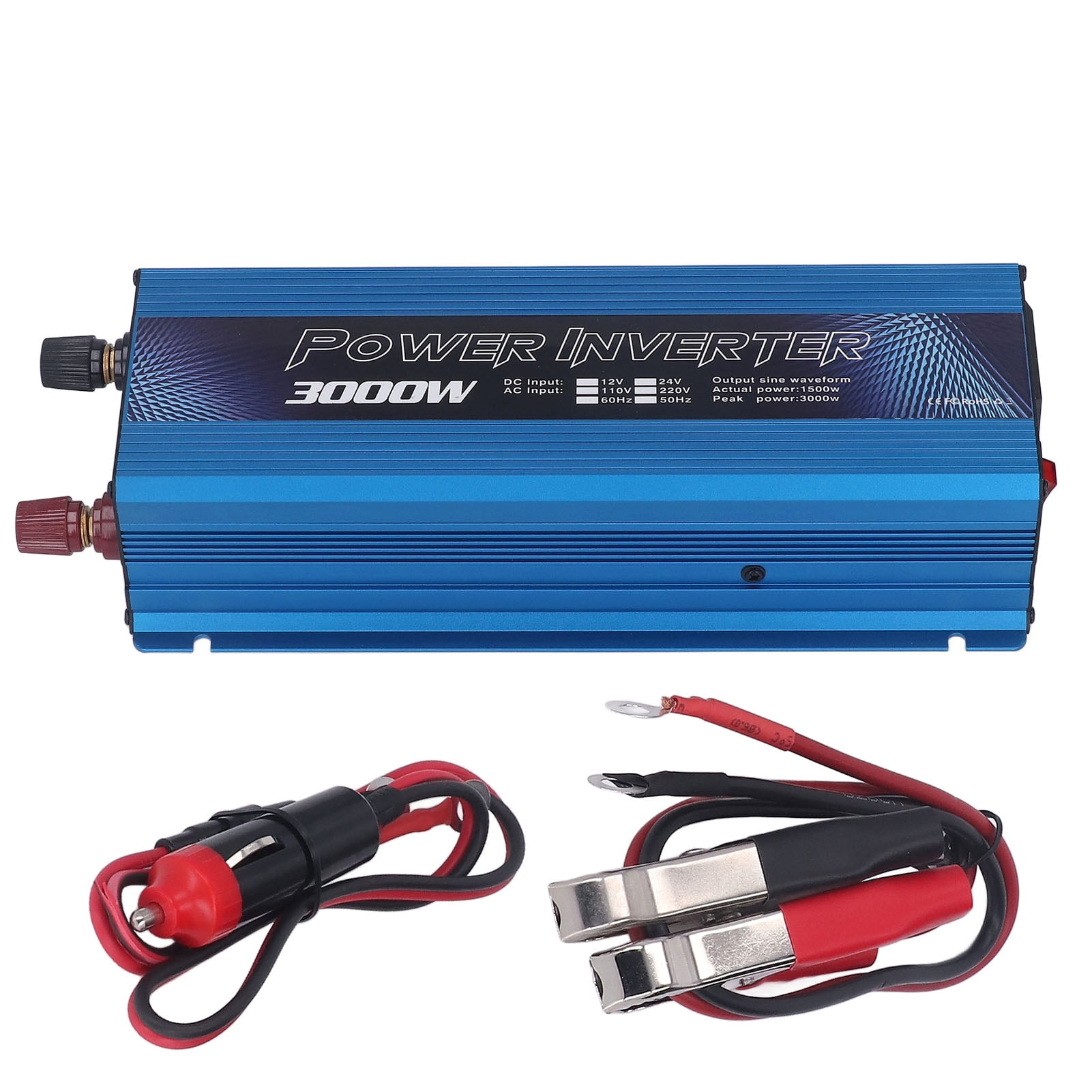 Power Inverters Pure Sine Wave, Car Power Inverter Sine Wave Converter, Wave Converter with USB Port Cooling Fan 3000W DC 12V To AC(110V-Blue)