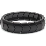 Power Ionics Handmade 15mm Arrowhead Beaded Bracelet for Men Women, Natural Black Stone, Adjustable Stretch Fit 17.5-21cm