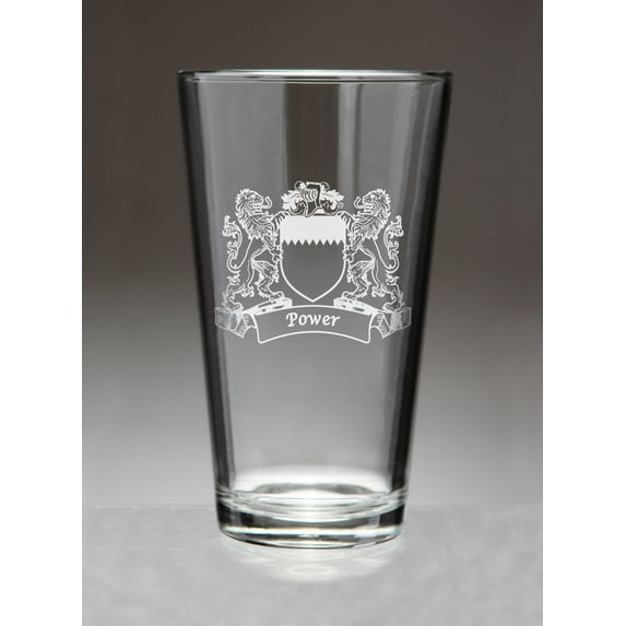 Power Irish Coat of Arms Lions Pint Glasses (Sand Etched)