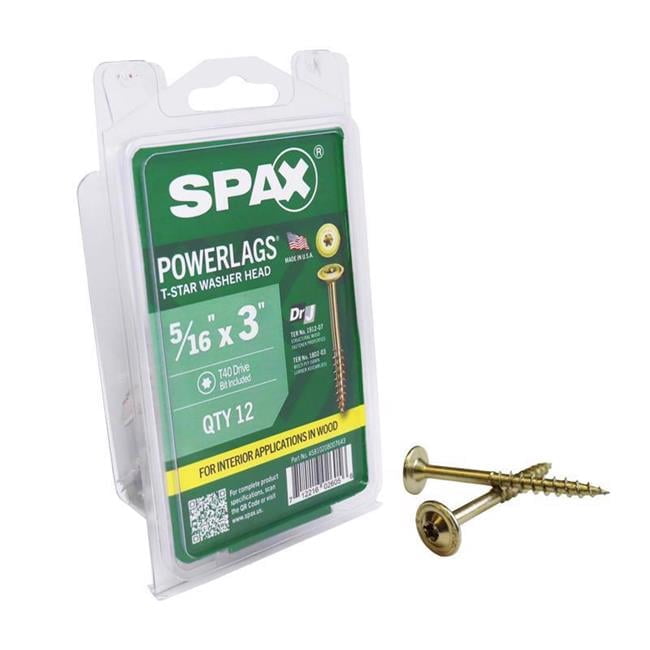 Power Lags 0.312 x 3 in. Washer Carbon Steel Lag Screw, Yellow Zinc - Pack of 12