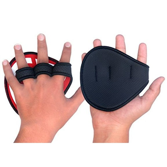 Power Leather Neoprene Weight Lifting Grips Training Gym Straps Gloves Red H-5