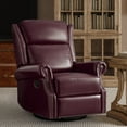 thumbnail image 1 of Power Genuine Leather Recliner Chair with Nailhead Trim Swivel Rocking Power Lounge Apartment Burgundy, 1 of 8