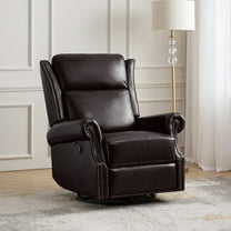 Power Genuine Leather Recliner Chair with Nailhead Trim Swivel Rocking Power Lounge Apartment Espresso