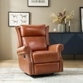 thumbnail image 1 of Power Genuine Leather Recliner Chair with Nailhead Trim Swivel Rocking Power Lounge Apartment Saddle, 1 of 8