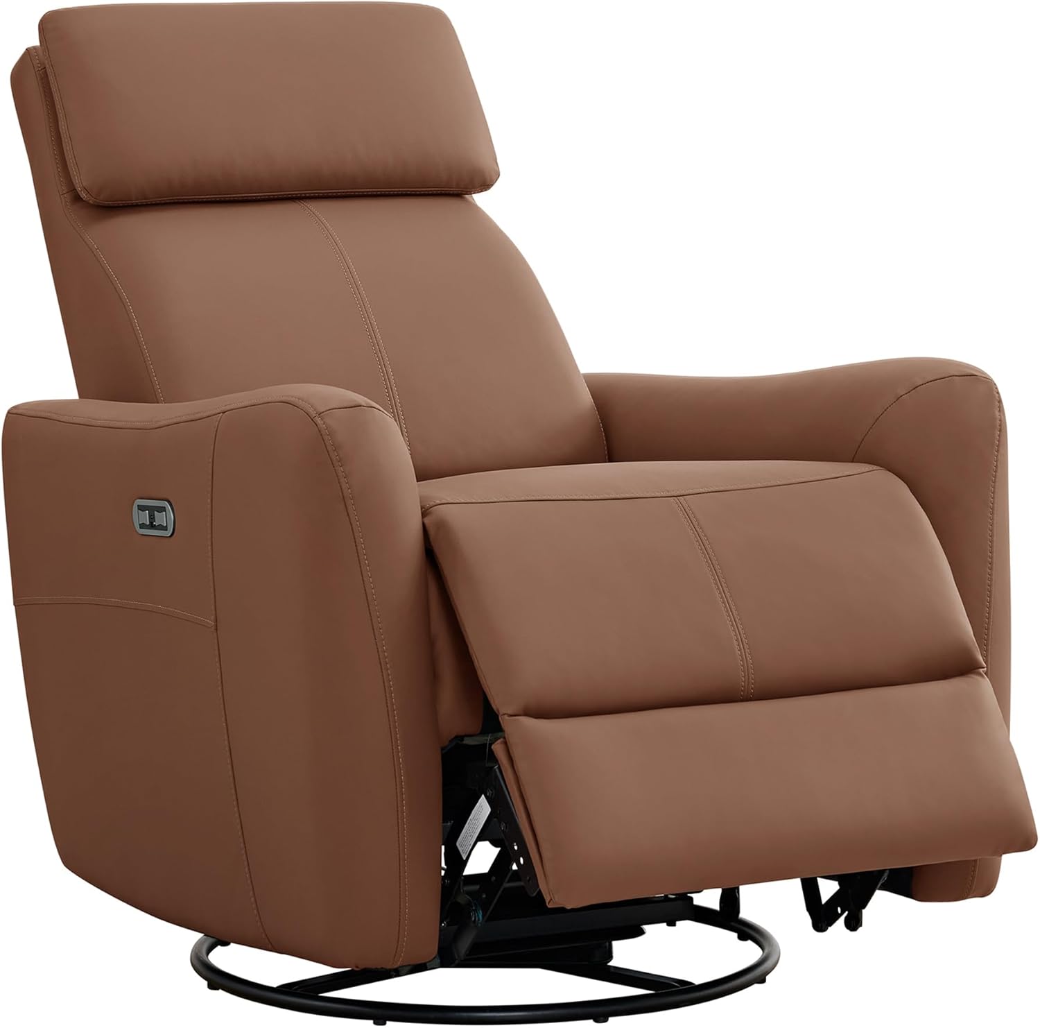 Power Leather Recliner Chair with USB Port Electric Swivel Rocker