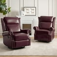 thumbnail image 1 of Power Genuine Leather Recliner Chairs Set of 2 Nailhead Trim Swivel Rocking Power Lounges Apartment Burgundy, 1 of 8