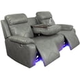 thumbnail image 1 of Power Leather Recliner Sofa with LED Lights,Leather Couch,Living Room Furniture Sets with USB Port/Cup Holders(Grey Reclining Sofa /1 Piece), 1 of 11