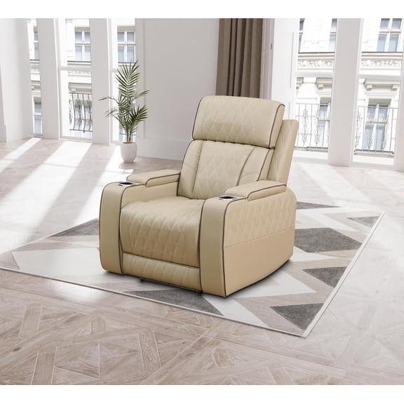Power Leather Reclining Sofa,Recliner Sofa Sectional Couches for Living Room with Storage Console/USB Port,Reading Chair Comfort with LED Lights (Chair)