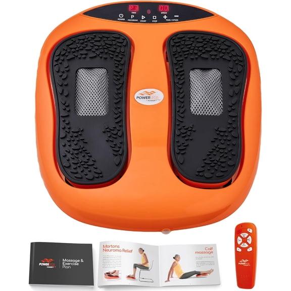 Power Legs Electric Foot Massager Machine with Remote Control, Adjustable Speed, Vibration - Calf Massager - Feet Massager (Orange)