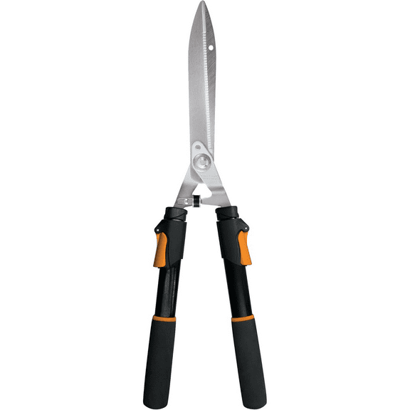 Power-Lever Hedge Shears - 25"-33" Extendable Handle - Plant Cutting Scissors - Yard and Garden Tools - Orange/Black