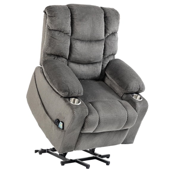 Power Lift Chair for Elderly with Heat & Vibration Massage, Electric Lift Recliner Chairs for Adults with Cup Holders, 300 lbs Power Recliner Lay Flat 160°