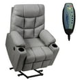 thumbnail image 1 of Power Lift Electric Recliner Chair Sofa for Elderly, 8 Point Massage & Lumbar Heat, 2 Side Pockets, Cup Holders, USB Ports, Remote Control, Home Theater Chair Lounge for Living Room, Light Gray, 1 of 10
