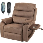 Power Lift Recliner Chair for Adults Elderly Lay Flat Velvet Recliners with Massage Heating, Extended Footrest, Wireless Charging Device, USB Ports, Cup Holder, Lumbar Pillow