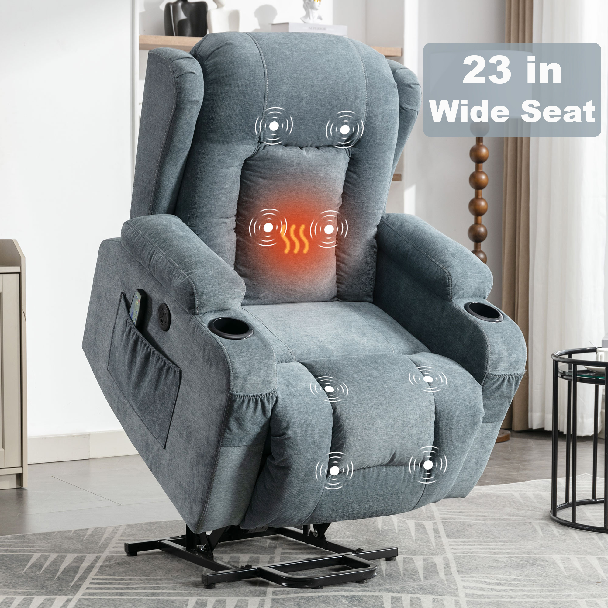 Power Lift Recliner Chair, BTMWAY Recliners for Elderly with Heat and Massage, Electric Lift