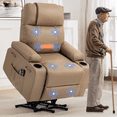 thumbnail image 1 of Power Lift Recliner Chair for Elderly with Heat & Massage, 160° Electric Adjustable PU Leather Recliner Sofa with Remote Control, Stand Assist, Cup Holder & Side Pockets for Living Room (Brown), 1 of 12