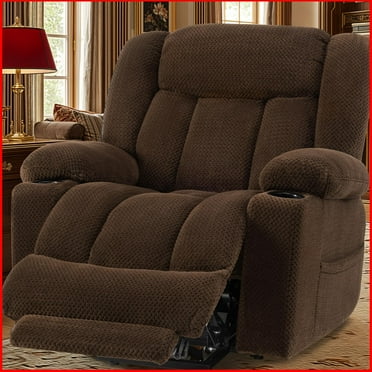 Power Lift Recliner Chair for Elderly with Heating & Vibration Massage, Large Wide Heavy Duty Extended Footrest for Big & Tall, 2 Cup Holders & Side Pockets Plush Flannel