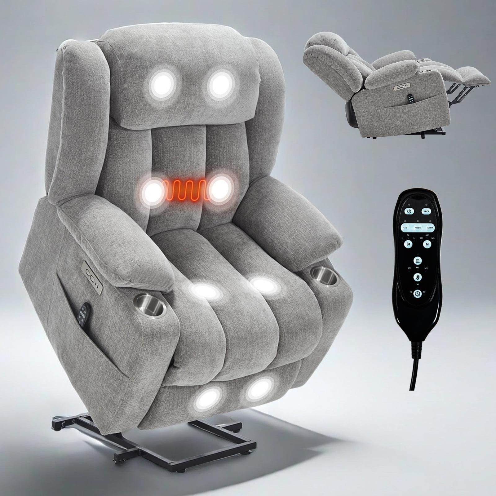 Power Lift Recliner Chair for Elderly with Massage & Heat, Heavy Duty ...