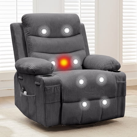 Power Lift Recliner Chair for Elderly, Oversized Electric Recliners with Vibration Massage and Lumbar Heating, Home Theater Seat with 2 Cup Holders Side, Electric Glider Reclining Single Sofa Chair