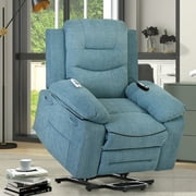Power Lift Recliner Chair for Elderly, Recliners with Adjustable Massage and Heating Function,Heavy Duty Electric Lift Recliner with Infinite Position for Living Room,Blue