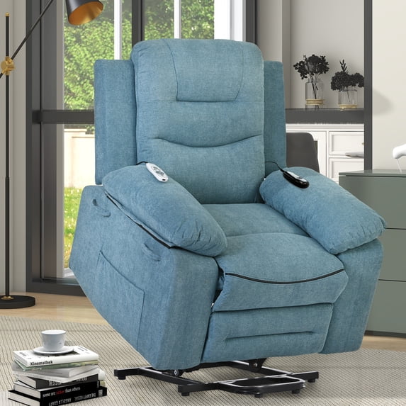 Power Lift Recliner Chair for Elderly, Recliners with Adjustable Massage and Heating Function,Heavy Duty Electric Lift Recliner with Infinite Position for Living Room,Blue
