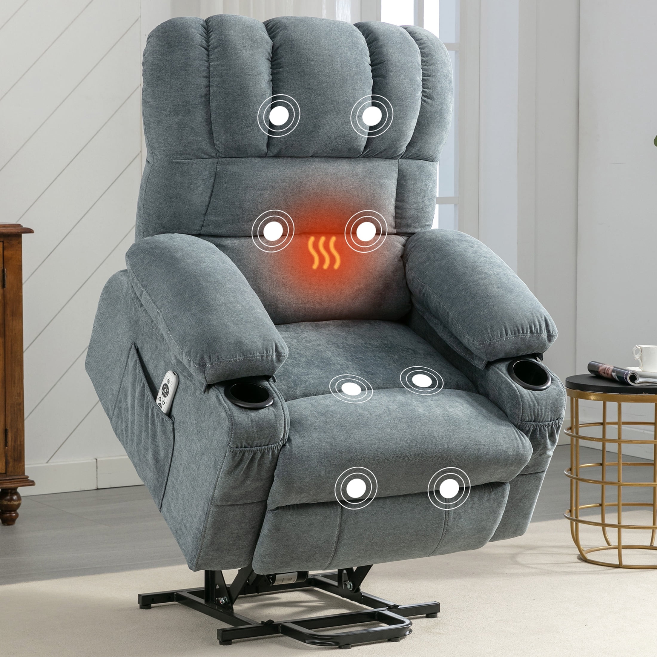 HSUNNS Power Lift Recliner Chair, Recliners for Elderly with Heat and ...