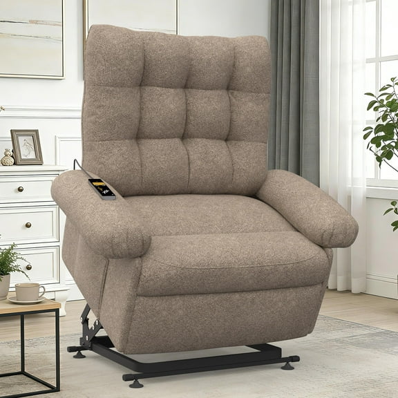 Power Lift Recliner Chair for Elderly, UHOMEPRO 3 Motor Electric Recliner with Independent Backrest Footrest and Lift Control, Easy Stand Assist Chair for Living Room, Dark Brown