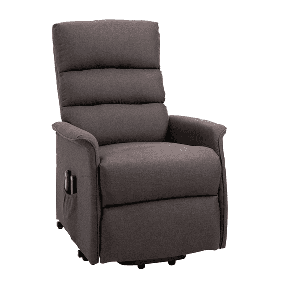 Power Lift Recliner Chair Electric Reclining Padded Seat & Backrest 264lbs Capacity Brown Linen Fabric Home Theater Seating for Seniors