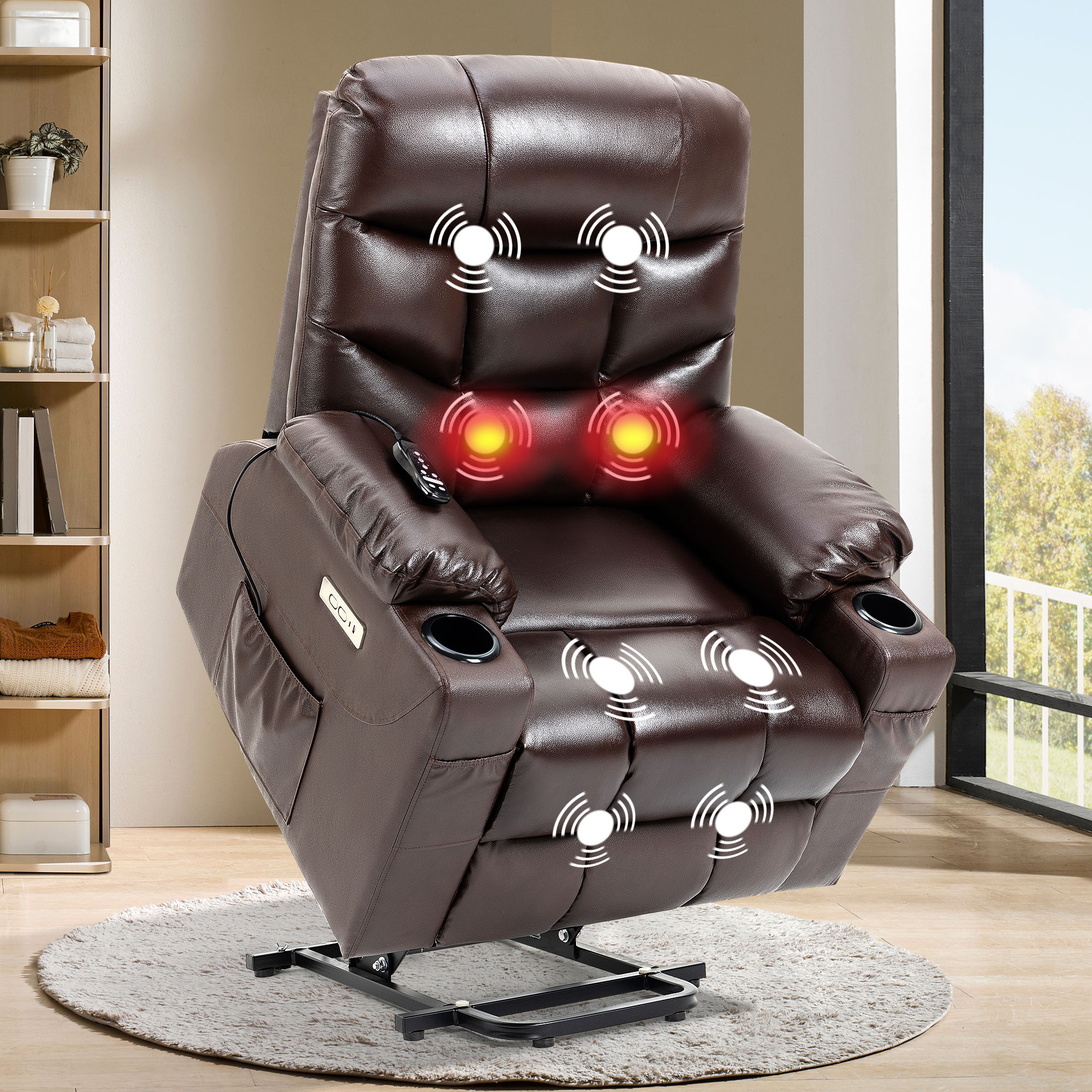 Oslo Collection by Mac Motion Mandal Recliner and Ottoman in Sand Top
