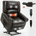 Power Lift Recliner Chair Heat Massage Dual Motor Infinite Position Up to 350 LBS, Genuine
