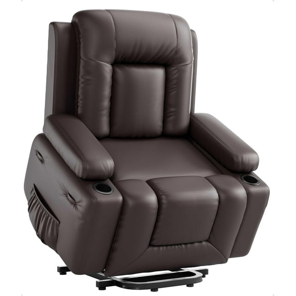 Power Lift Recliner Chair - Heat and Massage, Faux PU Electric Lift Recliner for Elderly & Mobility Impaired, Adjustable Back and Legs, Heavy Duty Lift Chair for Seniors
